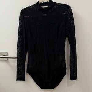BCBGMAXAZARIA Elegant Black Lace Bodysuit